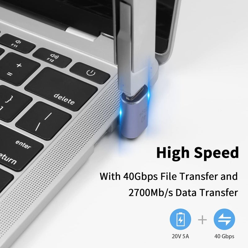 Poyiccot محول USB C بزاوية 90 درجة 40Gbps، محول USB C موسع بزاوية لأعلى ولأسفل 90 درجة، موصل Thunderbolt 4 من نوع C إلى نوع C لدعم 8k@60Hz و100W لجهاز iPad وGalaxy وPC وHUB، عبوة من 2 - Image 3